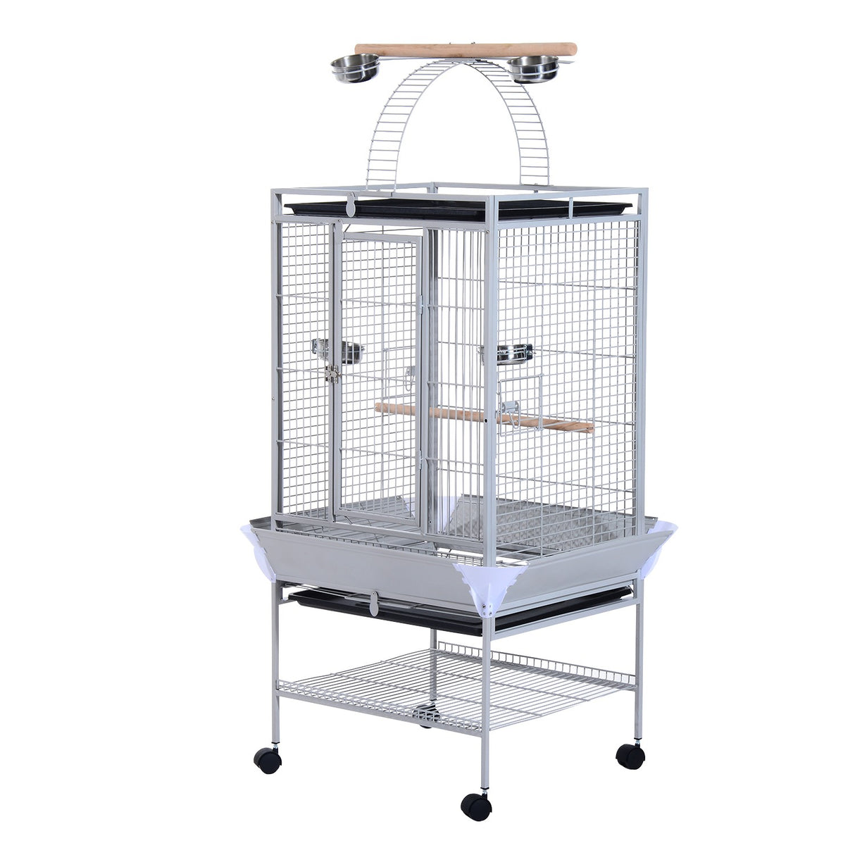 easycomfort easycomfort voliera per uccelli con ruote altezza 160cm vaschette per cibo e trespoli