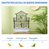 easycomfort gabbia per uccelli in metallo e plastica con maniglia di trasporto e vassoio estraibile 50.5x41x63 cm bianco