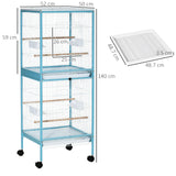 easycomfort gabbia per uccelli 2 in 1 voliera da interni con 4 ruote e vassoi estraibili 51.5x50x140cm