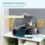 easycomfort easycomfort gabbia per uccelli in acciaio con posatoi vassoio rimovibile e maniglia 42x32x37 cm nero