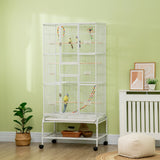 easycomfort easycomfort gabbia per uccelli in acciaio e pp con posatoi giochi contenitori per cibo e vassoio 83x53x180 cm bianco