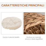 easycomfort easycomfort letto per gatti in vimini con cuscino in cotone bianco 42 x 33 x 52 cm