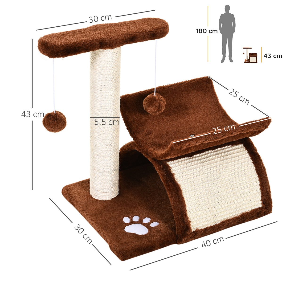 easycomfort easycomfort albero per gatti tunnel in sisal marrone 40x30x43cm