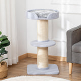 easycomfort tiragraffi per gatti con lettino rivestimento peluche e palo in sisal 45x45x91cm azzurro