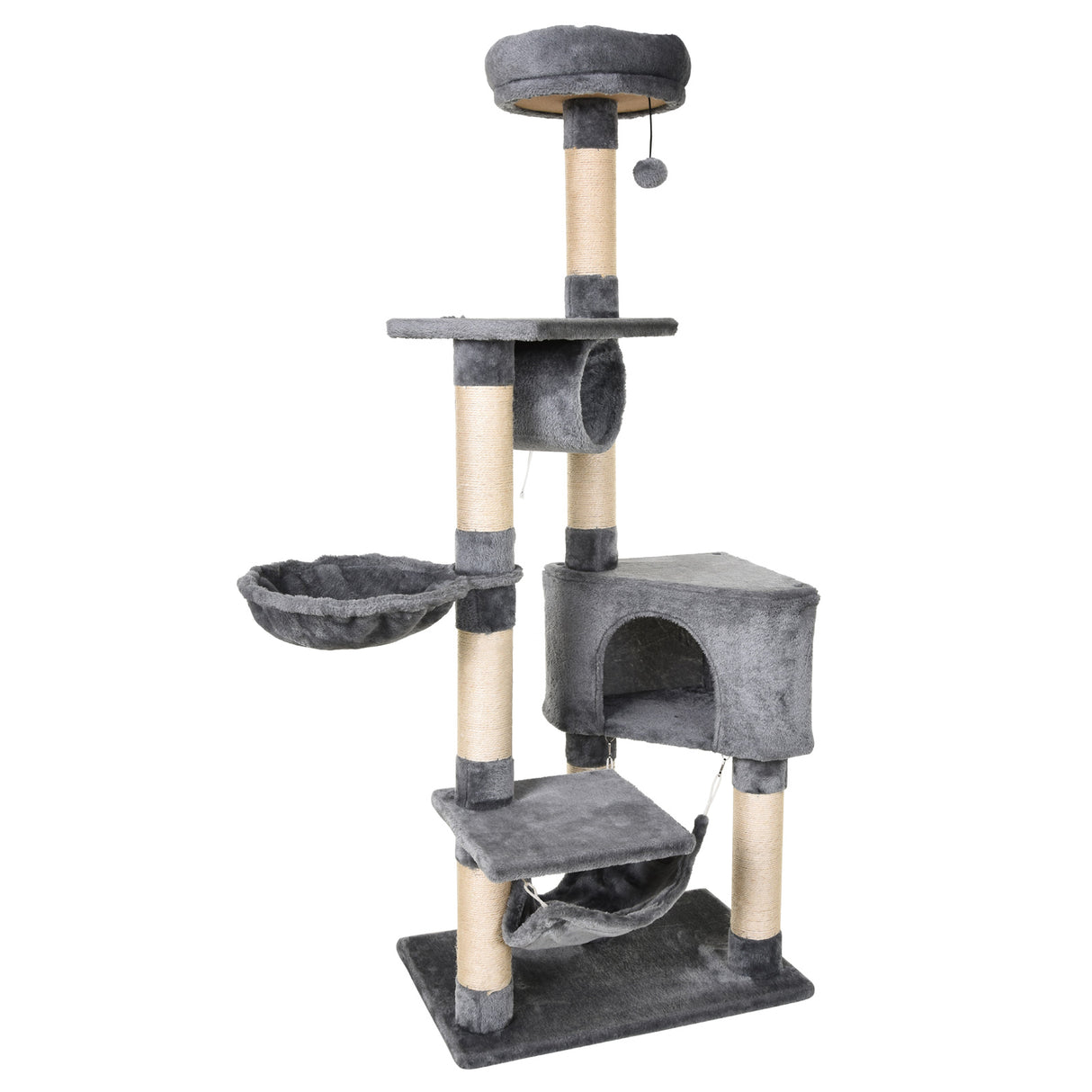 easycomfort easycomfort tiragraffi a colonna per gatti con cuccia amaca lettini sospesi e pali in corda sisal grigio 60x40x154cm