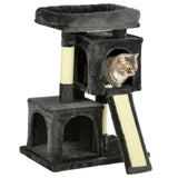 easycomfort albero tiragraffi per gatti con pali in sisal lettino e 2 casette 59x39x83cm grigio scuro