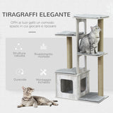 easycomfort easycomfort albero tiragraffi per gatti multi livello cuccia e corde in iuta grigio