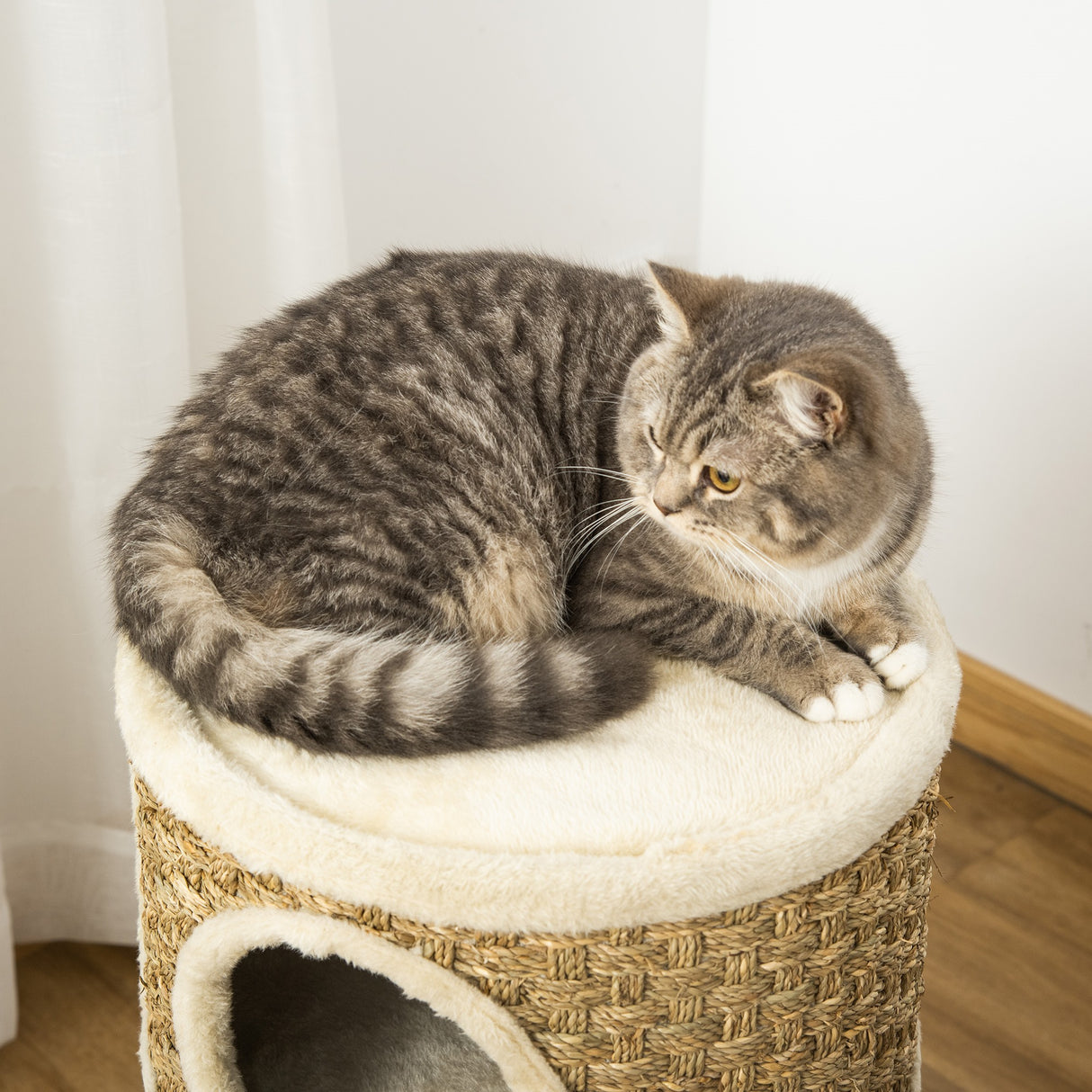 easycomfort easycomfort casetta cuccia per gatti tiragraffi a torre 3 nicchie corda in sisal alga marina