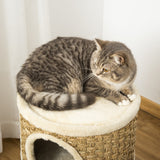 easycomfort easycomfort casetta cuccia per gatti tiragraffi a torre 3 nicchie corda in sisal alga marina