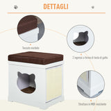 easycomfort easycomfort cuccia per gatti in legno con 2 cuscini e tiragraffi rimovibili bianco