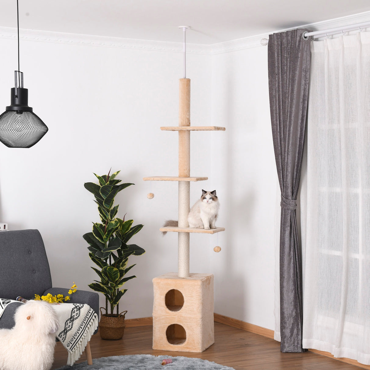 easycomfort easycomfort tiragraffi a soffitto multilivello 210 240cm con corde in juta giallo