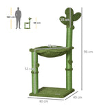 easycomfort easycomfort albero tiragraffi per gatti fino 4 5kg a forma di cactus con palline e amaca 40x40x96cm verde