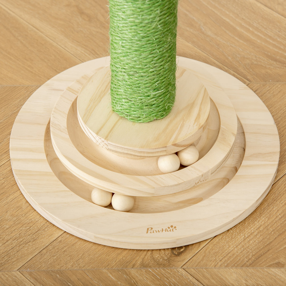 easycomfort easycomfort albero tiragraffi a cactus per gatti corda sisal e base con palline in legno 32x32x60cm