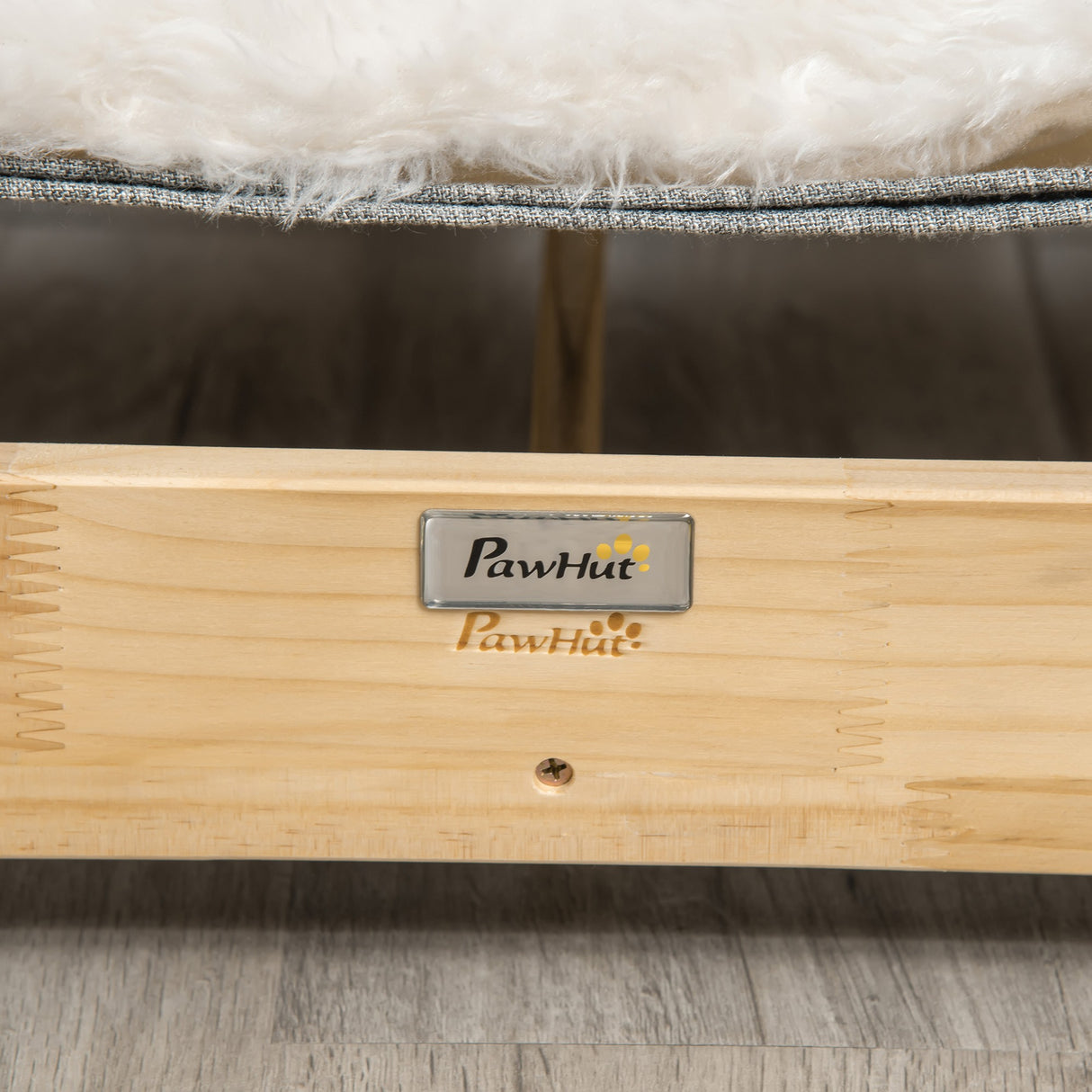 easycomfort easycomfort cuccia per gatti da interno con cuscino in peluche rimovibile e telaio in legno 68x43x20cm biancogrigio