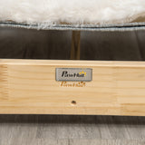 easycomfort easycomfort cuccia per gatti da interno con cuscino in peluche rimovibile e telaio in legno 68x43x20cm biancogrigio
