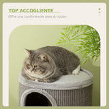 easycomfort cuccia per gatti a 3 livelli con tiragraffi in sisal e peluche o38x70cm grigio chiaro