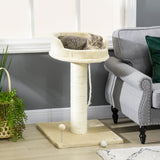 easycomfort easycomfort albero tiragraffi per gatti con lettino e pallina in peluche e palo in sisal 55x55x83cm beige