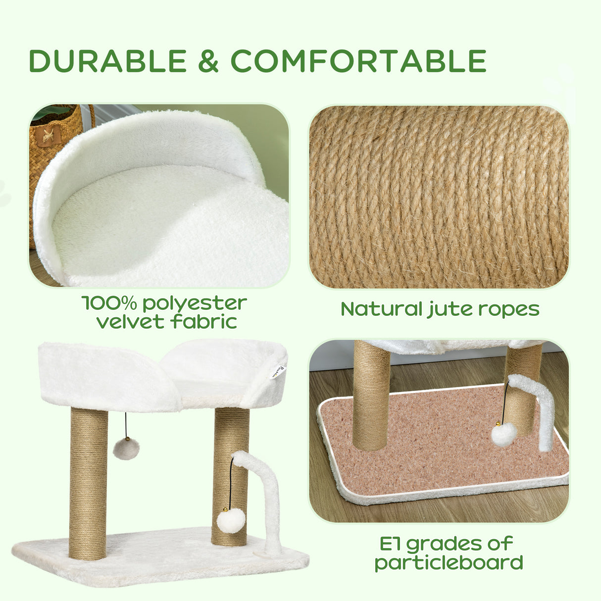 easycomfort torre per gatti max 5kg in truciolato con tiragraffi e palline giocattolo 48x38x42 cm giallo e bianco