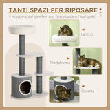 easycomfort easycomfort albero per gatti con lettino casetta e tiragraffi 55 5x30 5x98 cm bianco