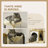 easycomfort easycomfort albero per gatti con casetta tiragraffi per gatti posatoio e paletto 48 5x48 5x141 5 cm beige