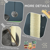 easycomfort easycomfort albero tiragraffi per gatti con pali in sisal lettino con cuscino e pallina 60x136cm grigio
