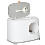 easycomfort lettiera per gatti apribile in pp con paletta e coperchio inclusi 55x40x39cm bianca e grigia