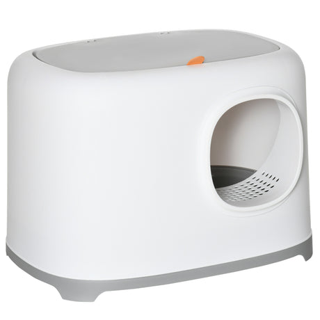 easycomfort lettiera per gatti apribile in pp con paletta e coperchio inclusi 55x40x39cm bianca e grigia