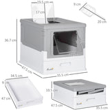 easycomfort lettiera per gatti chiusa in pp a 2 porte con paletta e vassoio estraibile 47.5x35.5x36.7 cm