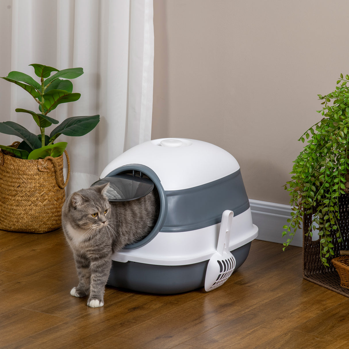 easycomfort lettiera per gatti con paletta e deodorante design pieghevole con maniglia 52x41x38 cm