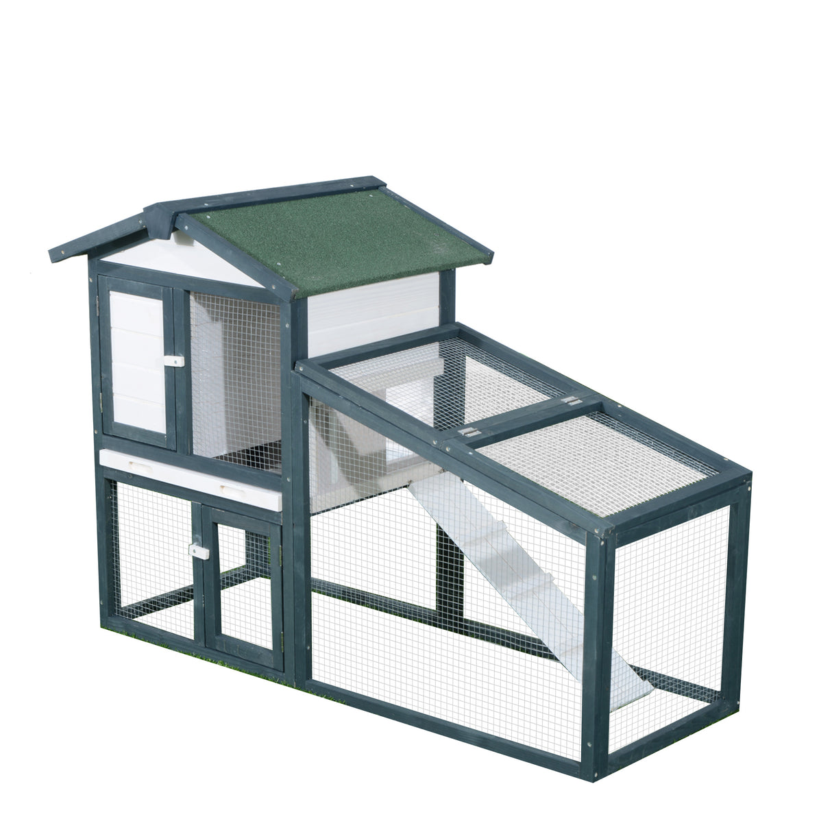 easycomfort easycomfort gabbia per conigli animali in legno di abete doppia porta 140x65x100cm