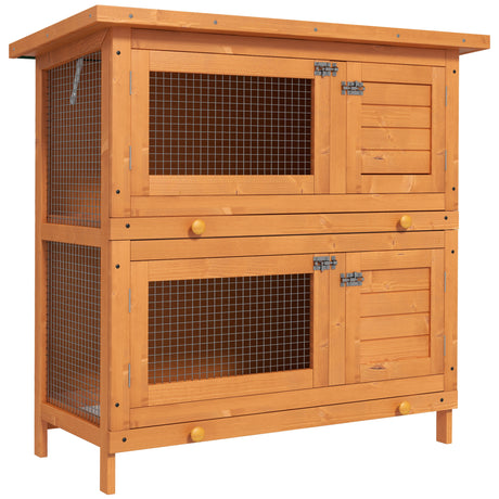easycomfort easycomfort gabbia per conigli conigliera da esterno in legno di abete 90x45x90cm
