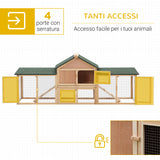easycomfort easycomfort conigliera da giardino con corsa e rampe tetto impermeabile legno 210x45.5x84.5cm