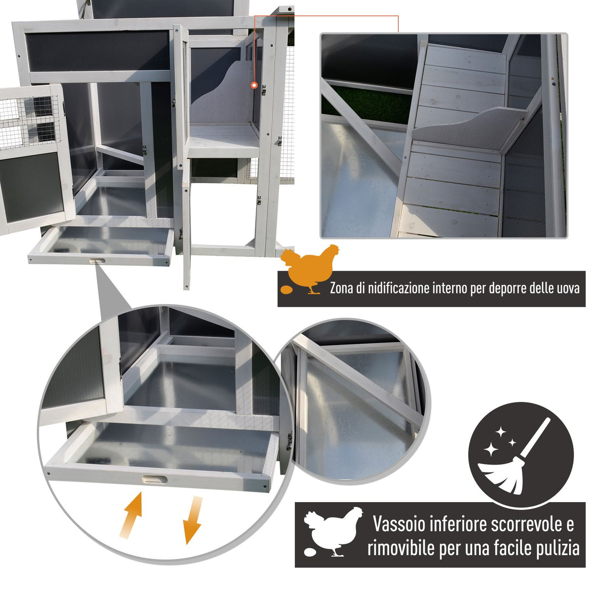 easycomfort easycomfort pollaio da giardino per galline tetto impermeabile corsa zona nidificazione legno 160x75x80cm