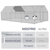 easycomfort easycomfortrecinto gabbia per galline in metallo galvanizzato impermeabile pollaio con porta e copertura oxford 280x570x195cm