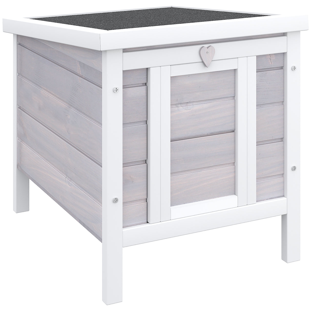 easycomfort gabbia per conigli in legno da esterno con tetto in asfalto e rampa antiscivolo 42x51x43cm grigia