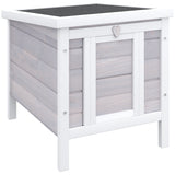 easycomfort gabbia per conigli in legno da esterno con tetto in asfalto e rampa antiscivolo 42x51x43cm grigia