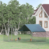 easycomfort easycomfort pollaio per galline da esterno in metallo con copertura in tessuto oxford 300x400x195 cm argento