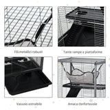 easycomfort easycomfort gabbia in metallo per roditori 4 livelli con vassoio rimovibile 52 x 52 x 113.5cm