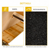 easycomfort gabbia per conigli con rampa e area aperta conigliera in legno e metallo su 2 livelli giallo chiaro 89.5x45x81cm
