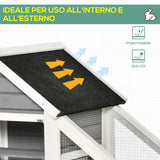 easycomfort easycomfort conigliera in legno con area aperta e rampa casetta per conigli con fondo estraibile e porte 140x65x120cm grigio