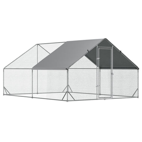 easycomfort easycomfort pollaio da giardino con telaio zincato copertura impermeabile e rete esagonale 3x4x2 m argento