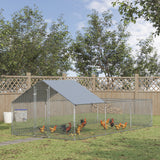 easycomfort pollaio da giardino per 15 18 galline in acciaio zincato e pe con tettoia e serratura 600x300x195 cm