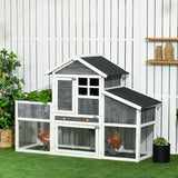 easycomfort pollaio prefabbricato in legno con area aperta casetta e nido 161.5x62.5x115cm grigio