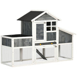 easycomfort pollaio prefabbricato in legno con area aperta casetta e nido 161.5x62.5x115cm grigio