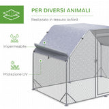 easycomfort easycomfort recinto per galline con telo di copertura per 4 6 polli in acciaio 280x190x195 cm