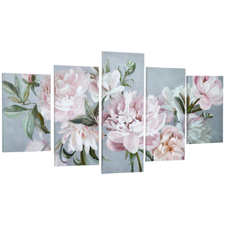 easycomfort easycomfort stampa su tela con peonie 5 pezzi per casa e ufficio tela in legno di pino e vernice ad acqua 200x100cm multicolore