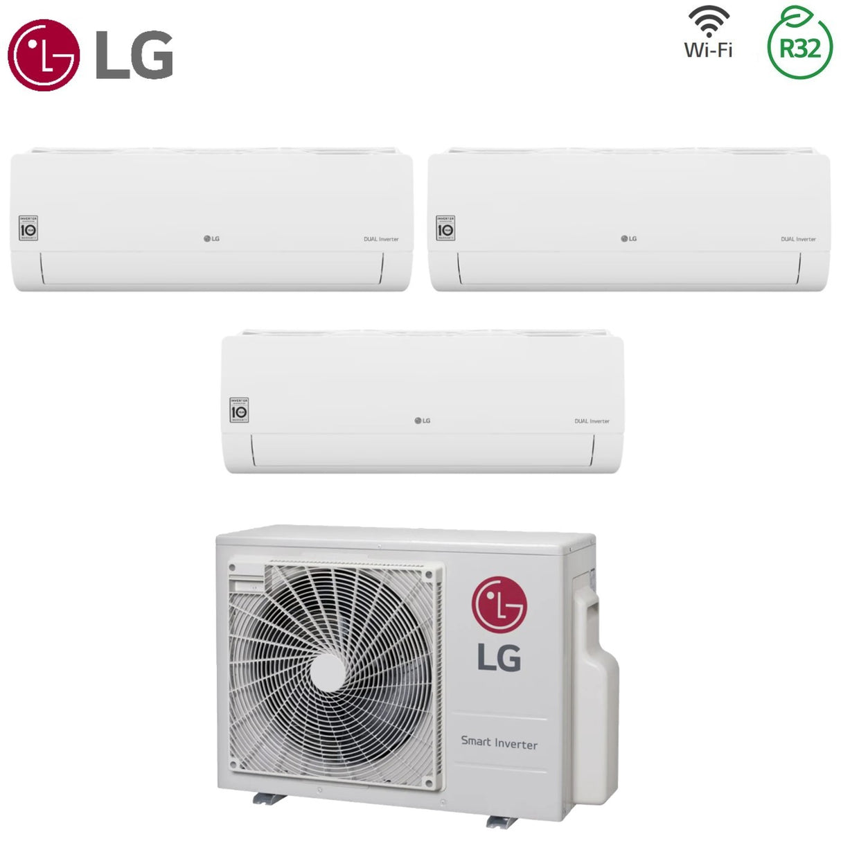 Climatiseur split inverter LG LIBERO SMART série 9+9+12 avec MU3R21 R-32 Wi-Fi intégré 9000+9000+12000