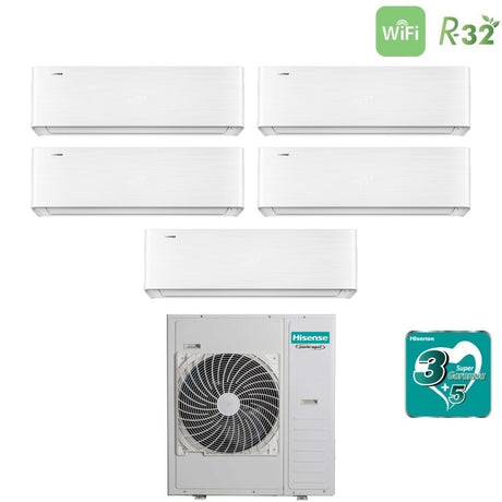 Climatiseur Hisense Penta Split Inverter série ENERGY PRO X 9+9+9+9+12 avec 5AMW125U4RTA R-32 et Wi-Fi intégré 9000+9000+9000+9000+12000