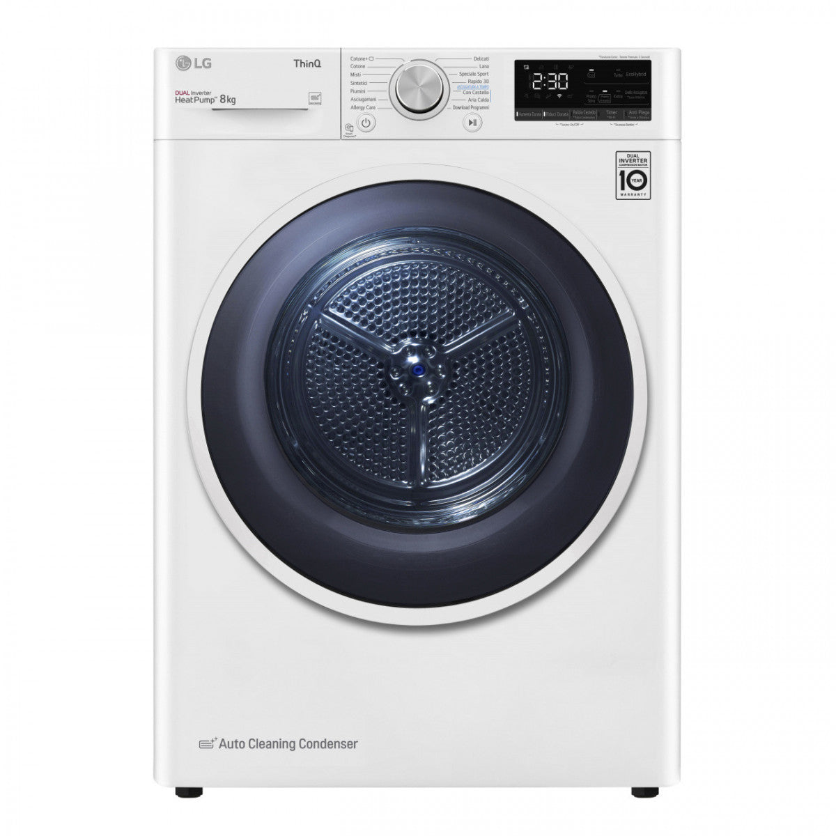 asciugatrice smart 8 kg lg rh80v9avhn heat pump eco hybrid classe a___