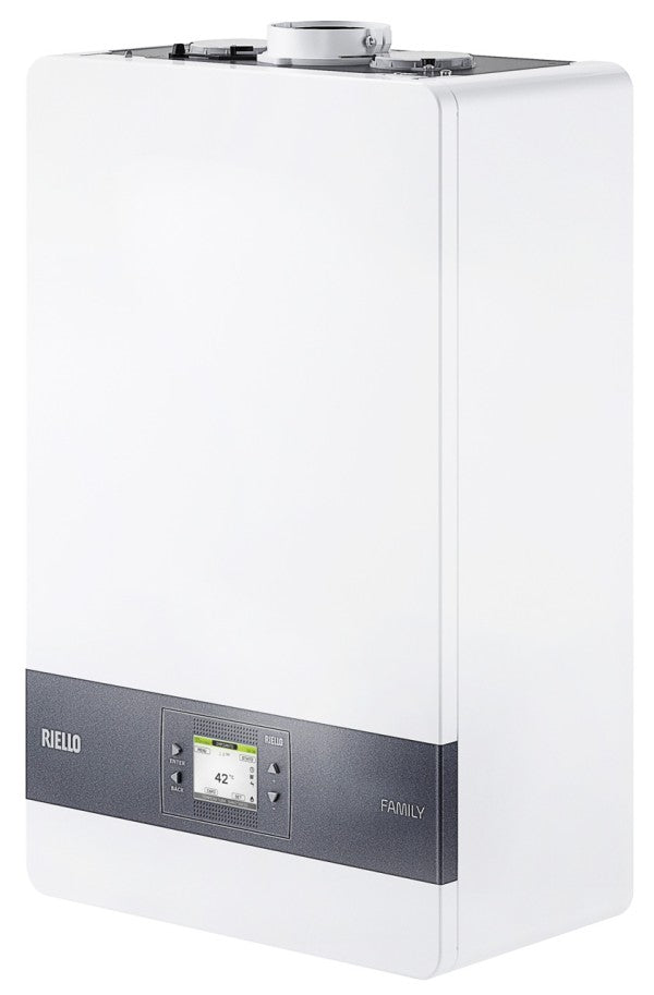caldaia riello family 30 kis a condensazione completa di kit scarico fumi low nox metano hybrid ready novita